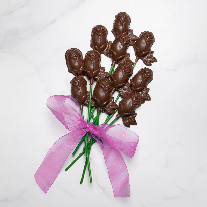 Long-Stemmed Chocolate Roses - One Dozen