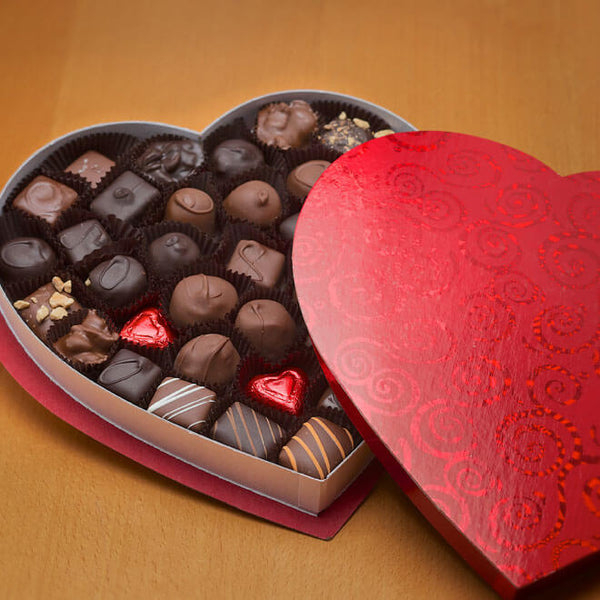 1 lb. Assorted Chocolates in a Red Velvet Heart Box (Style #114)